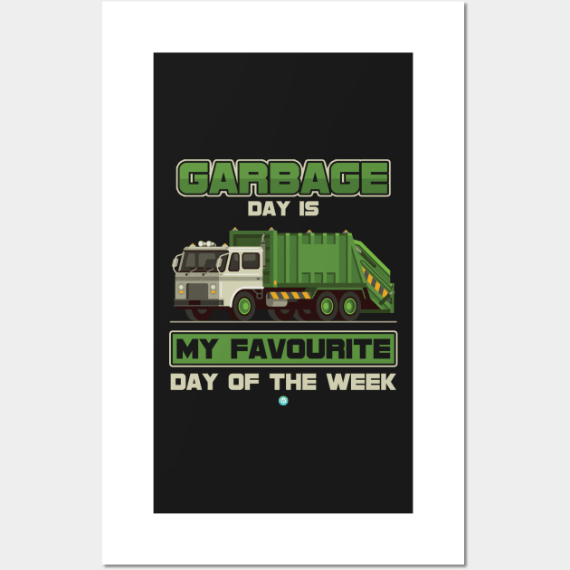 Garbage Day Recycling Trash Truck Gift Idea Wall Art by woormle